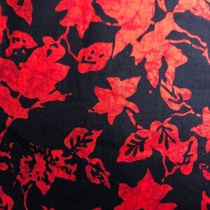 🛒 $45 Quilt Cotton Fabric Material - Just shy of 6 yards Red Black Leaf #834
